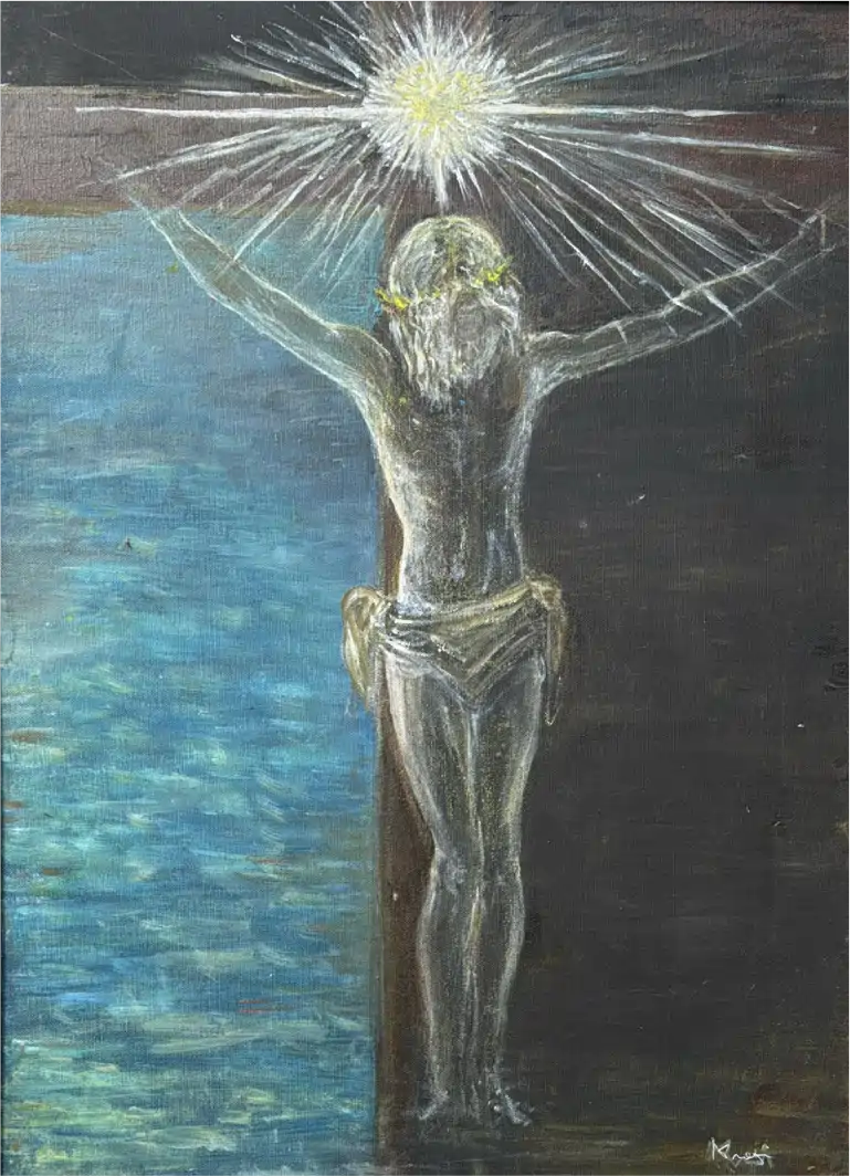 angela prato quadri liguria Gesù religioso Crocifisso olio su tela Sacro arte Sacra