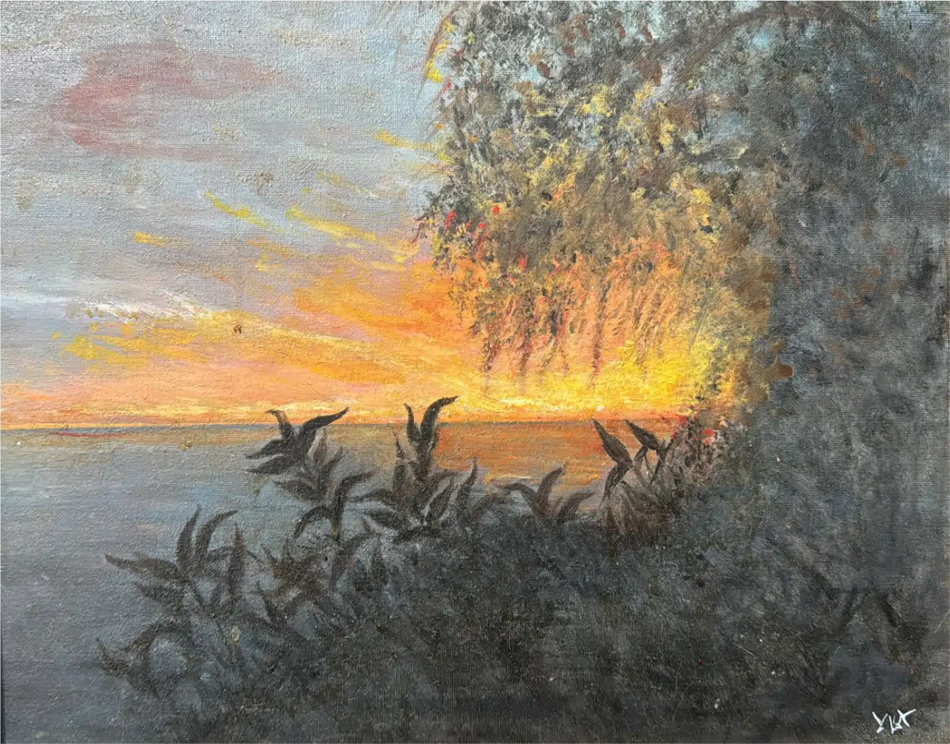 angela prato quadri liguria tramonto megli recco olio su tela