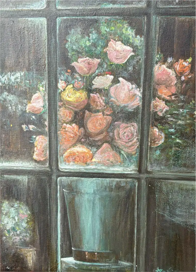natura morta fiori rose olio su tela quadri