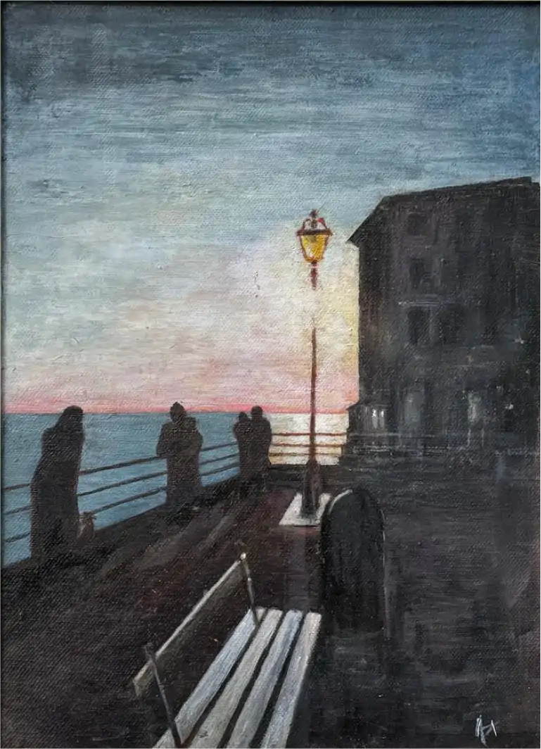 quadri liguria nervi olio su tela notturno
