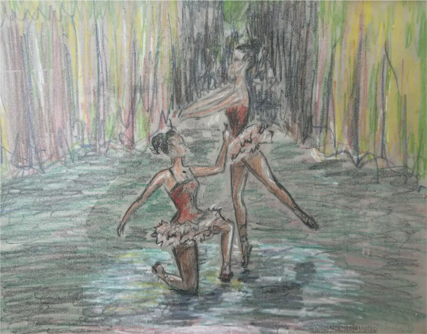 angela prato quadri liguria pastelli ballerine